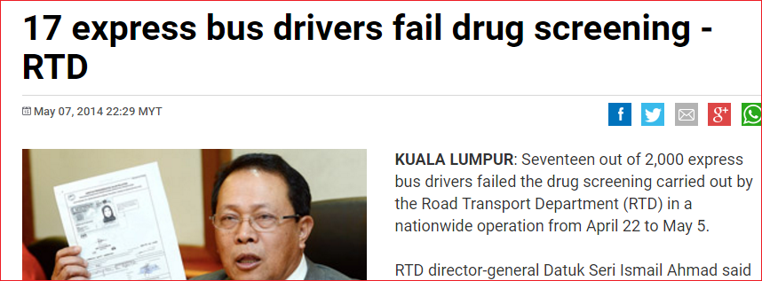 17-express-bus-drivers-fail-drug-screening-astro-awani