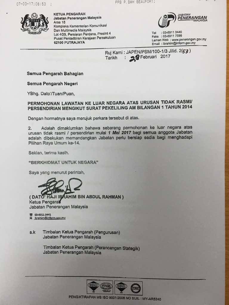 Information Department Circular 2017 Staff Annual Leave Freeze Cilisos Current Issues Tambah Pedas