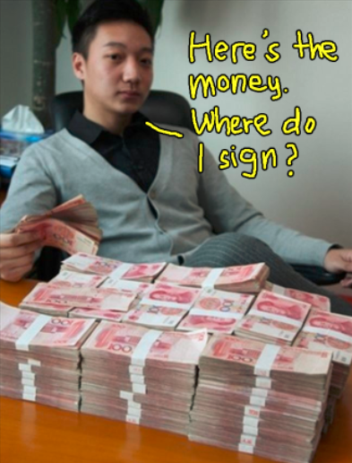 chinese man money cash rich buy property