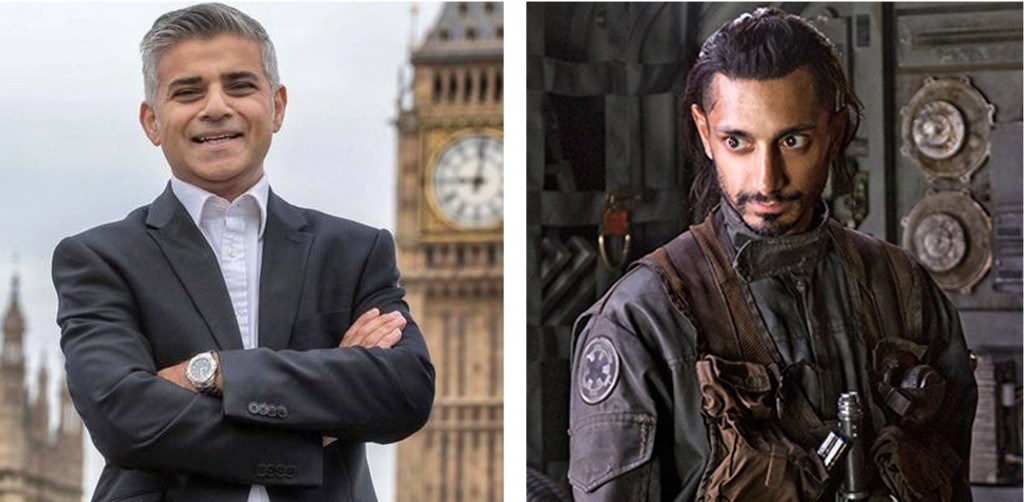 We are of course referring to businessman turned mayor Sadiq Khan and Riz Ahmed who played Bodhi Rook in Rogue One! Images via PinkNews and ComicBook.com