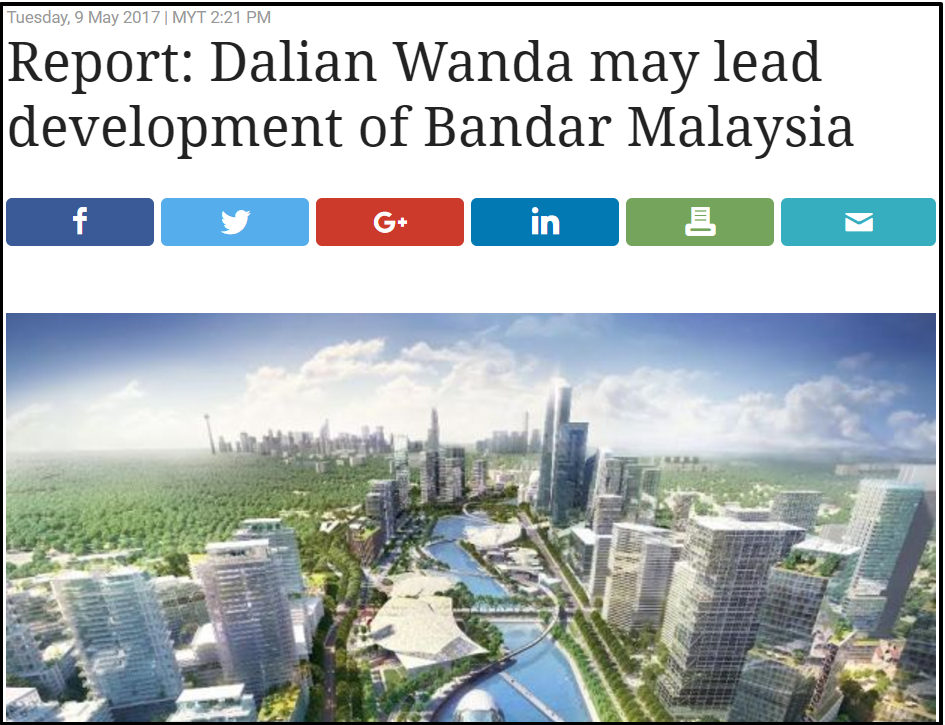 Report Dalian Wanda may lead development of Bandar Malaysia Business News The Star Online