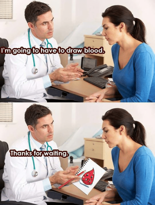 Having a blood test is easy.. Just wait for the doctor to draw blood and you're done!