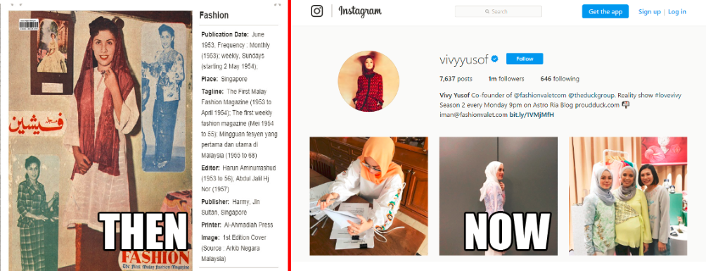 malay fashion then magazine now instagram
