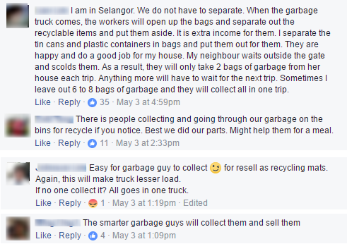 waste separation garbage collector facebook comments
