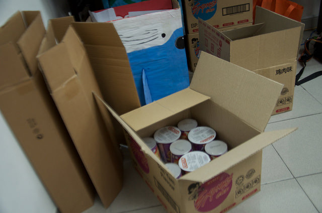 The actual stock of cup noodles in the school
