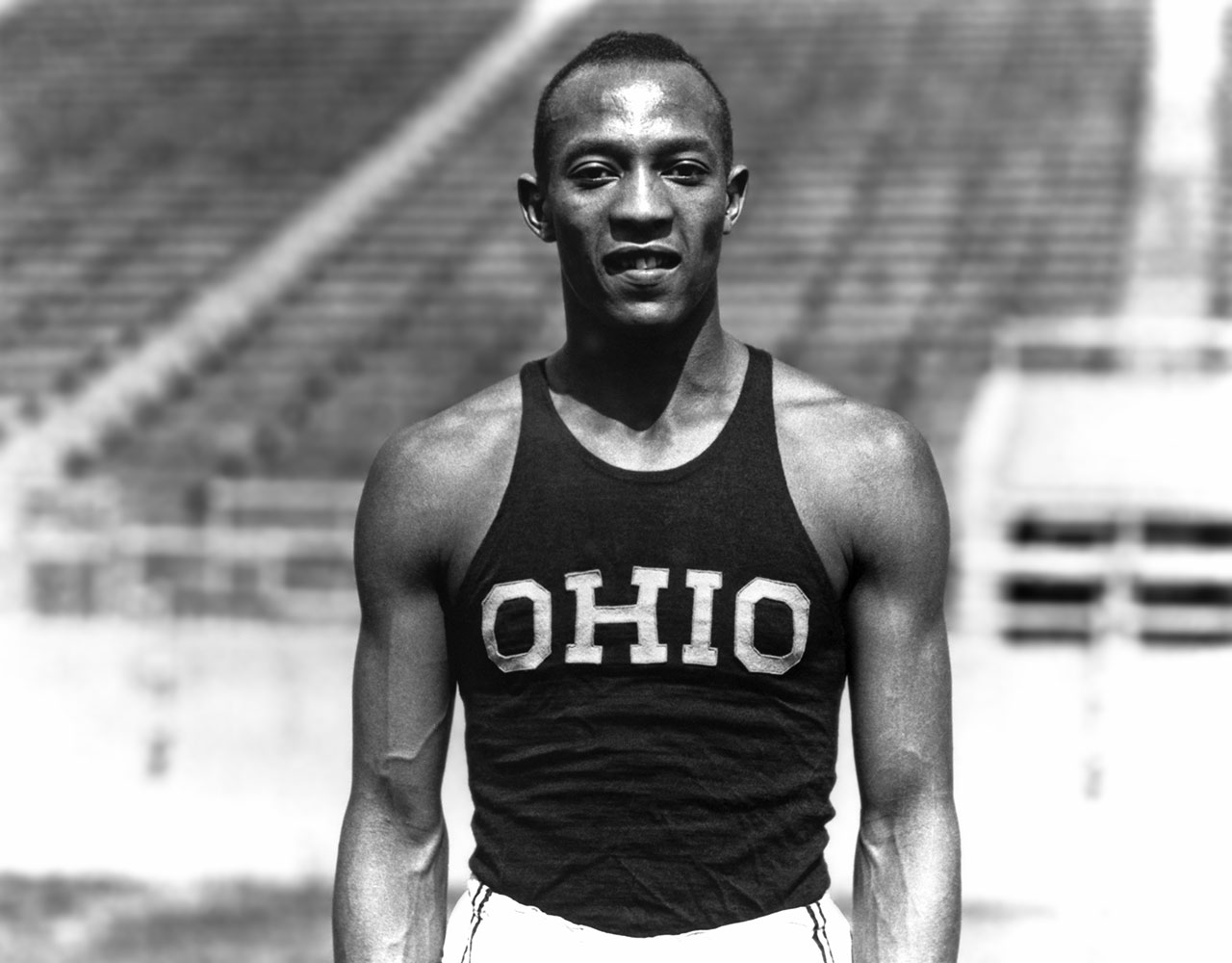 Jesse Owens, the first American track & field athlete to win 4 gold medals in a single Olympiad. Source