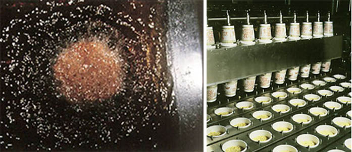 Frying instant noodles and putting them into cups. YUMS. Photos from web-japan.org