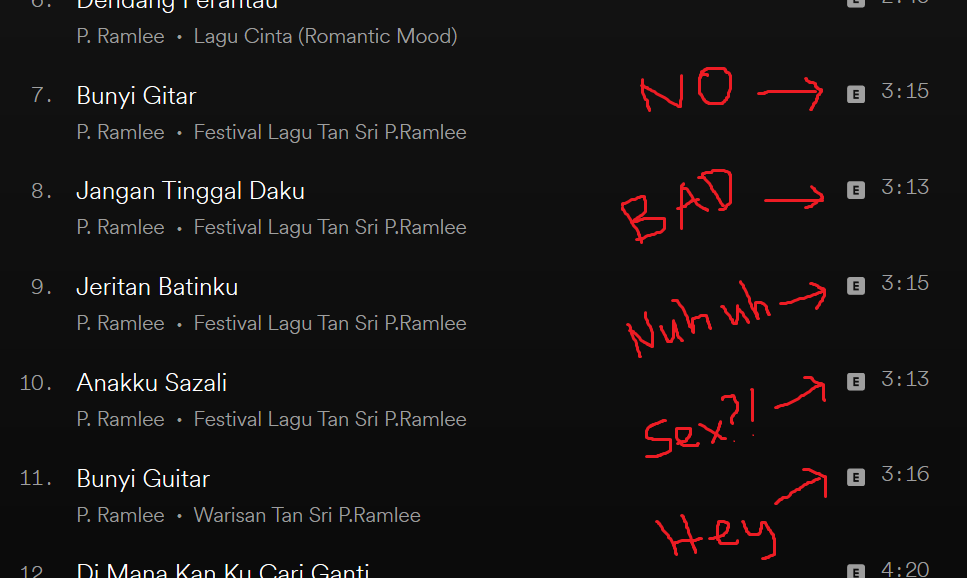 Oh no. Why P. Ramlee? Why?! Screengrabbed from Spotify.