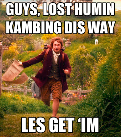 hobbit running lost human bunian jungle