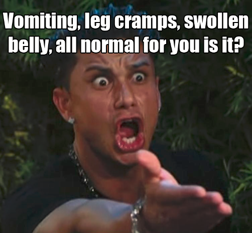 jersey shore pregnancy meme vomiting leg cramp