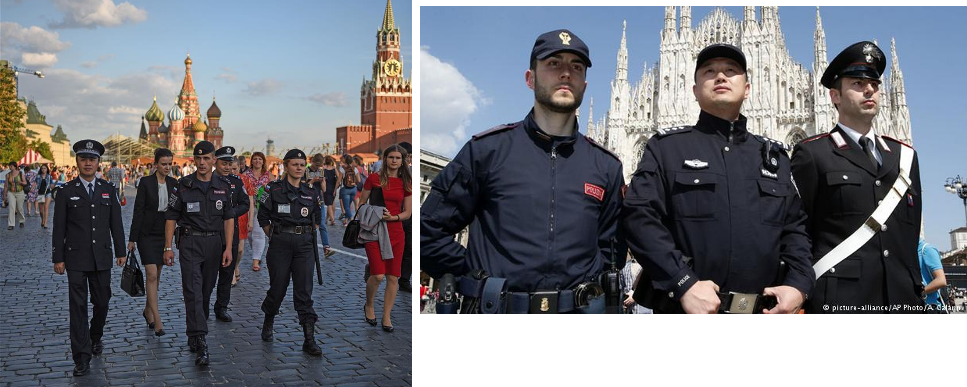china russia italy cop police exchange tourist
