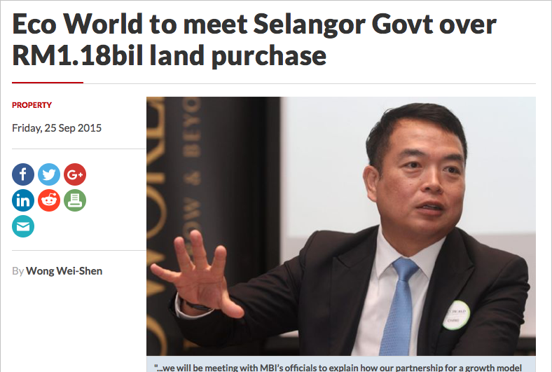 The Star eco world ijok land purchase RM1.18 billion