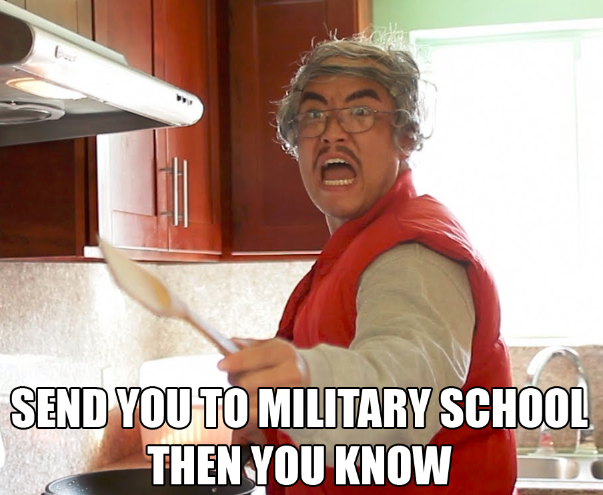 angry asian dad send to military school