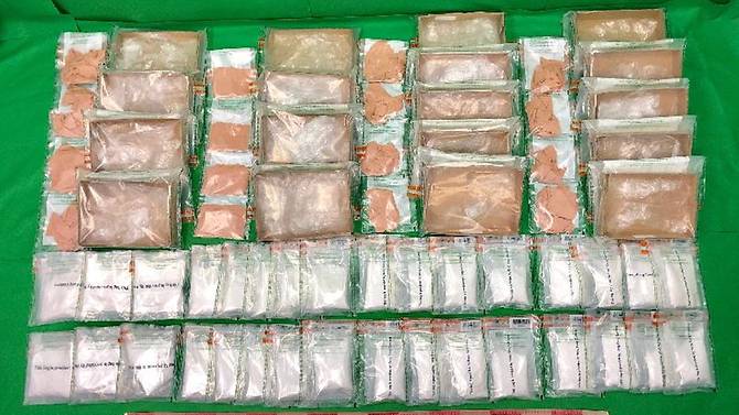 The drugs they seized from the men. Img from Channel NewsAsia.