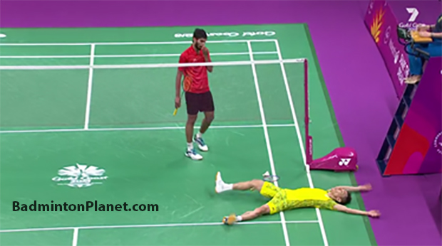 It might not look like it, but Lee Chong Wei had just won the gold, collapsing to the floor in relief :)