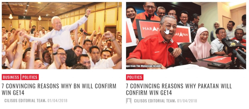 We posted 2 articles about who would win GE14. Can you guess if Pakatan or  BN got more views?