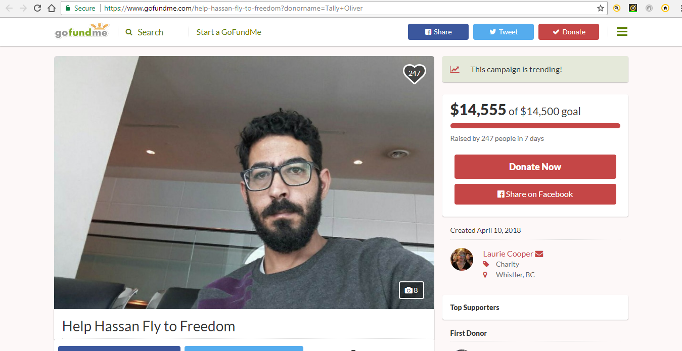 Faith in humanity restored! GoFundMe page setup for Hassan.