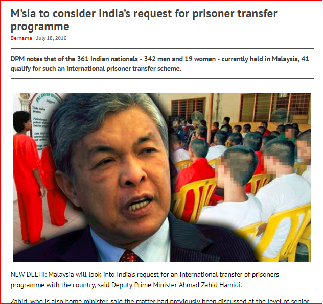 zahid hamidi india prisoner transfer