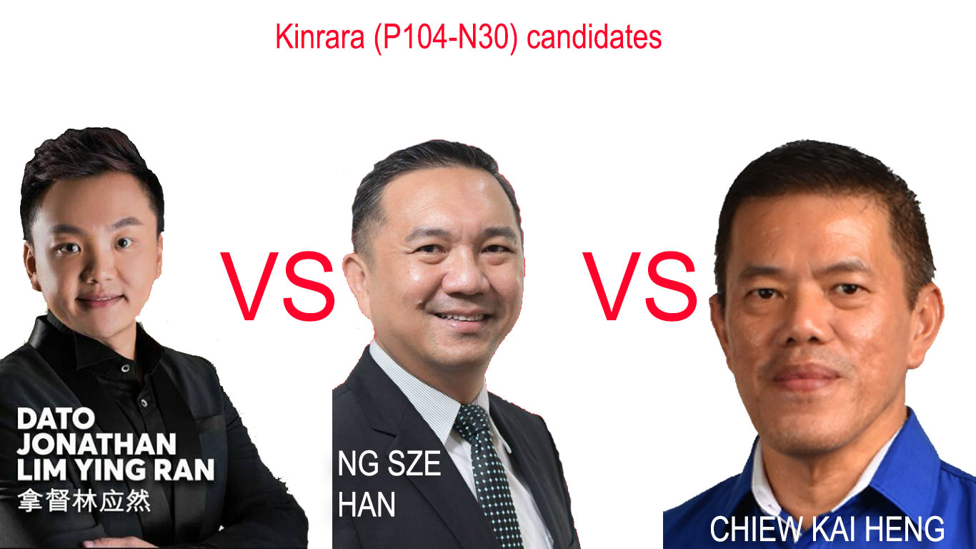 Dato' Jonathan Lim (Ikatan) vs Ng Sze Han (PKR) vs Chiew Kah Hing (MCA).