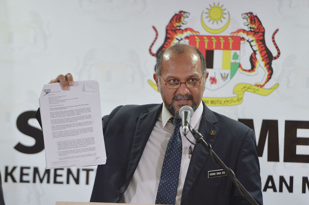 PUTRAJAYA,31/05/2018,Press conference by Minister of Communications and Media Gobind Singh Deo about World Cup at MOF ,MALAY MAIL/AZINUDDIN GHAZALI