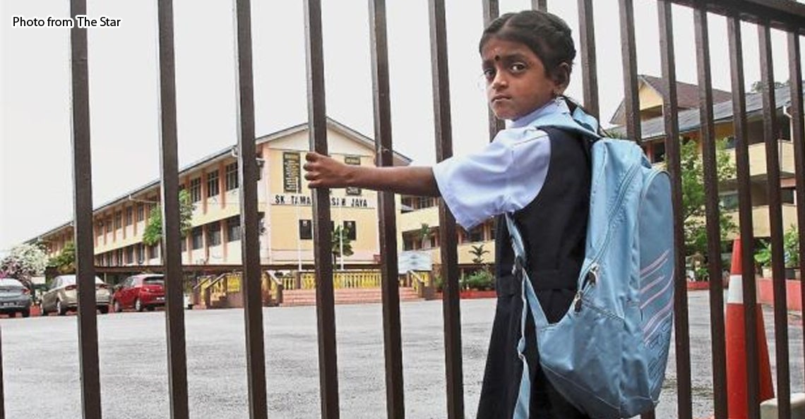 Darshana, the seven-year old who face a tough time just to learn in school. Image from The Star