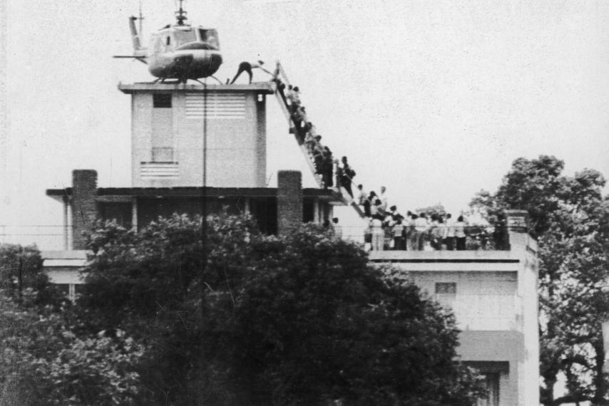US forces leaving Saigon, shortly before the capital fell. Img from Newsweek.
