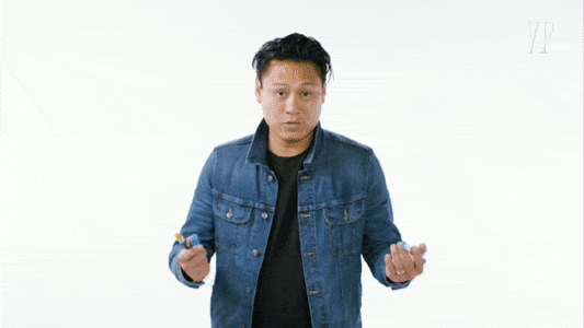 Crazy Rich Asians director Jon Chu pretty much admitting that it's Malaysia not Singapore. GIF taken from Vanity Fair's video