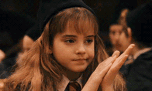 This GIF was called the 'Hermoine Meh Clap' and describes our feelings about this bus pretty well. GIF from Reaction GIFs