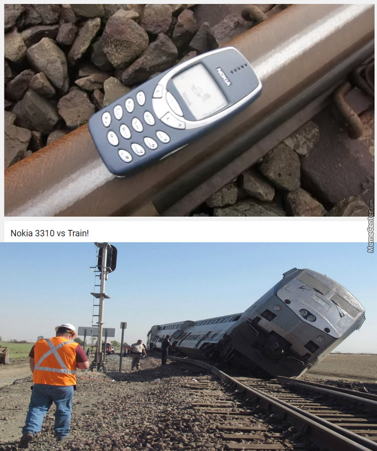 nokia 3310 vs train