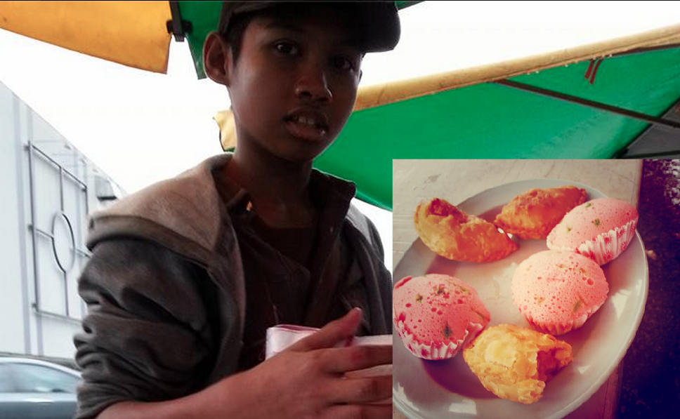 Adam, who is only 14, had to sell kuih to help his brother who is ill. Image from Oh Bulan