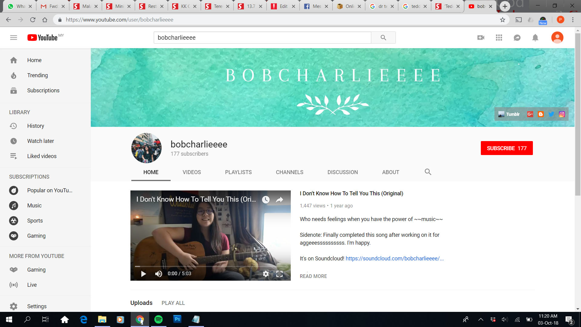 Faith thought the name Bob is cool so she added Charlie who is a name of another YouTuber. She added extra E's so it won't look lame. Screengrab from YouTube