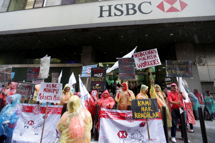 A picket held in Jalan Ampang, last month. Img from NST.
