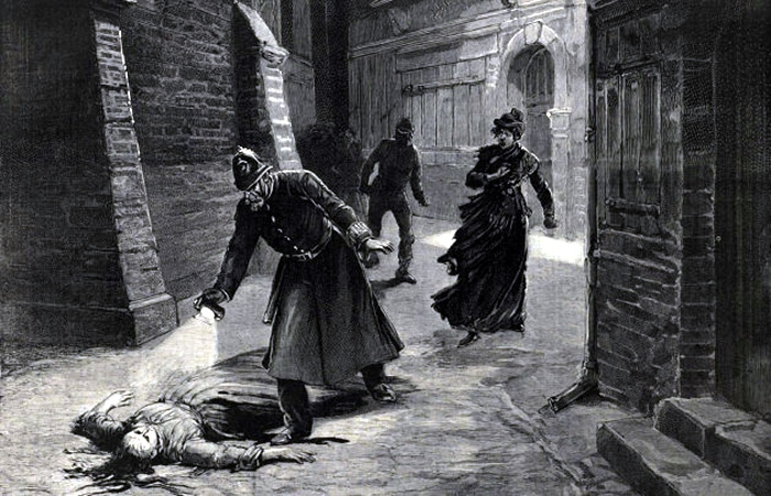 Artistic rendering of the Whitechapel murders in 1888. Image from: Whitechapel Jack