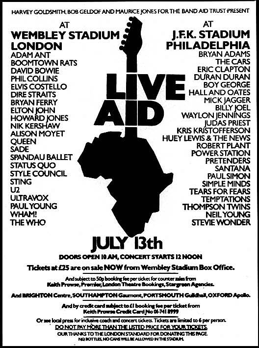 The Live Aid concert poster. Image from Best Classic Bands