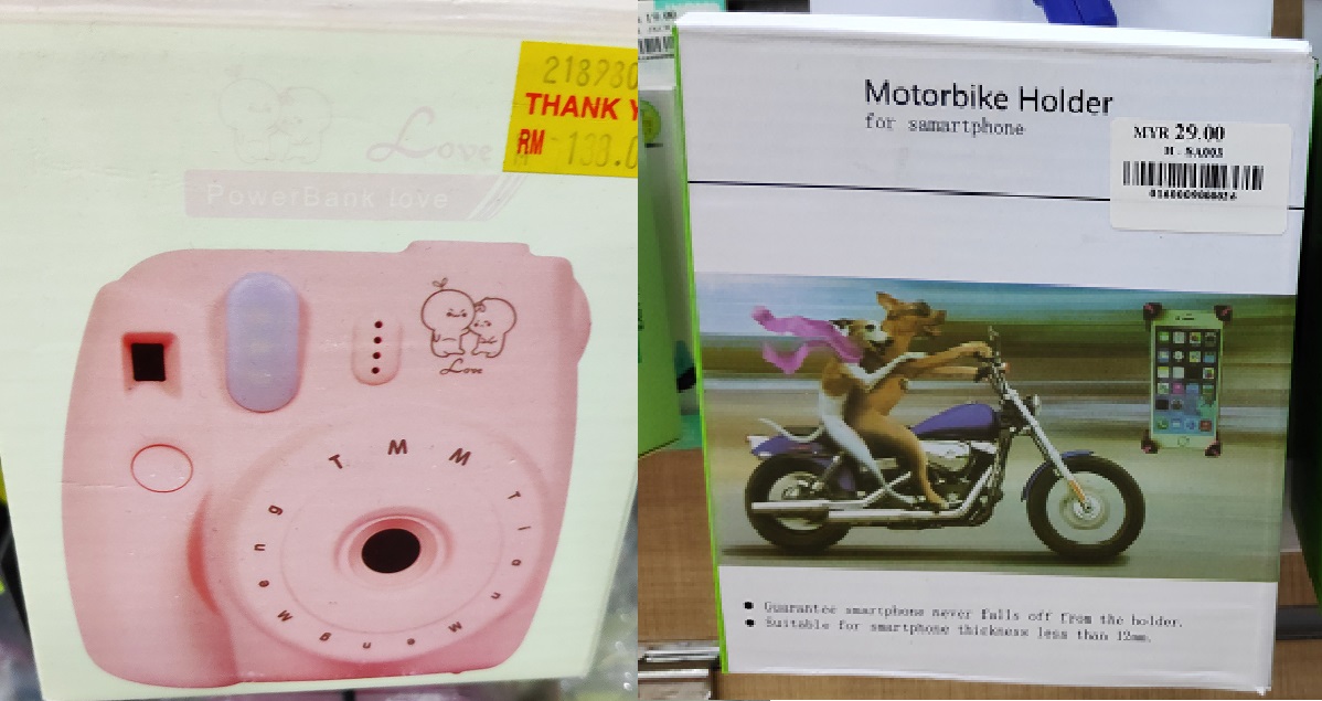 We proudly present - a powerbank shaped as an instax camera and a slightly haram motorbrike hp holder