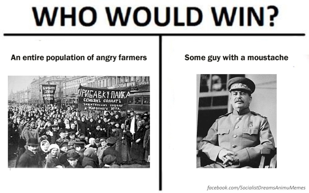 Hint: The guy with the moustache wins. Image from: FB page SocialistDreamsAnimuMemes