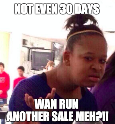 12.12 meme wan run another sale meh