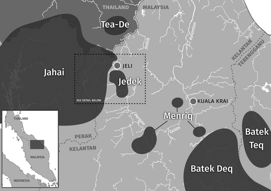 A map detailing where the Jedek speakers are among the Semang population. Image from Linguistic Typology