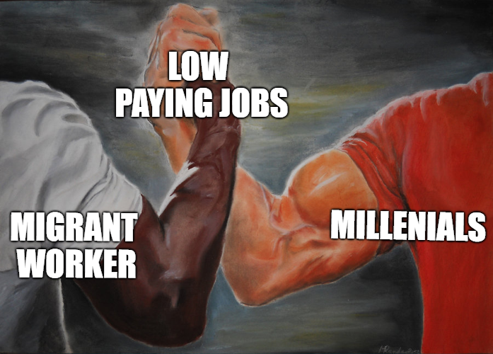 millenial migrant worker handshake
