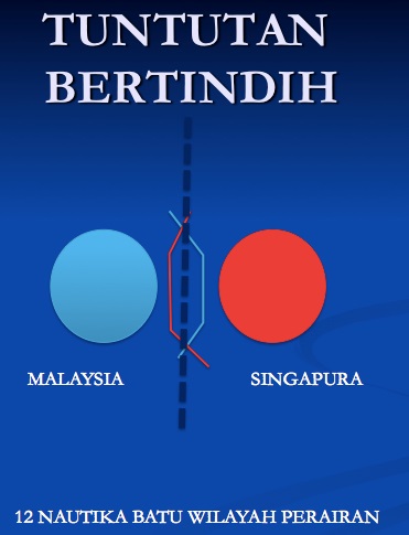 This is what we meant by overlapping territory. The blue line is Malaysia while the red line is Singapore. Image from Astro Awani
