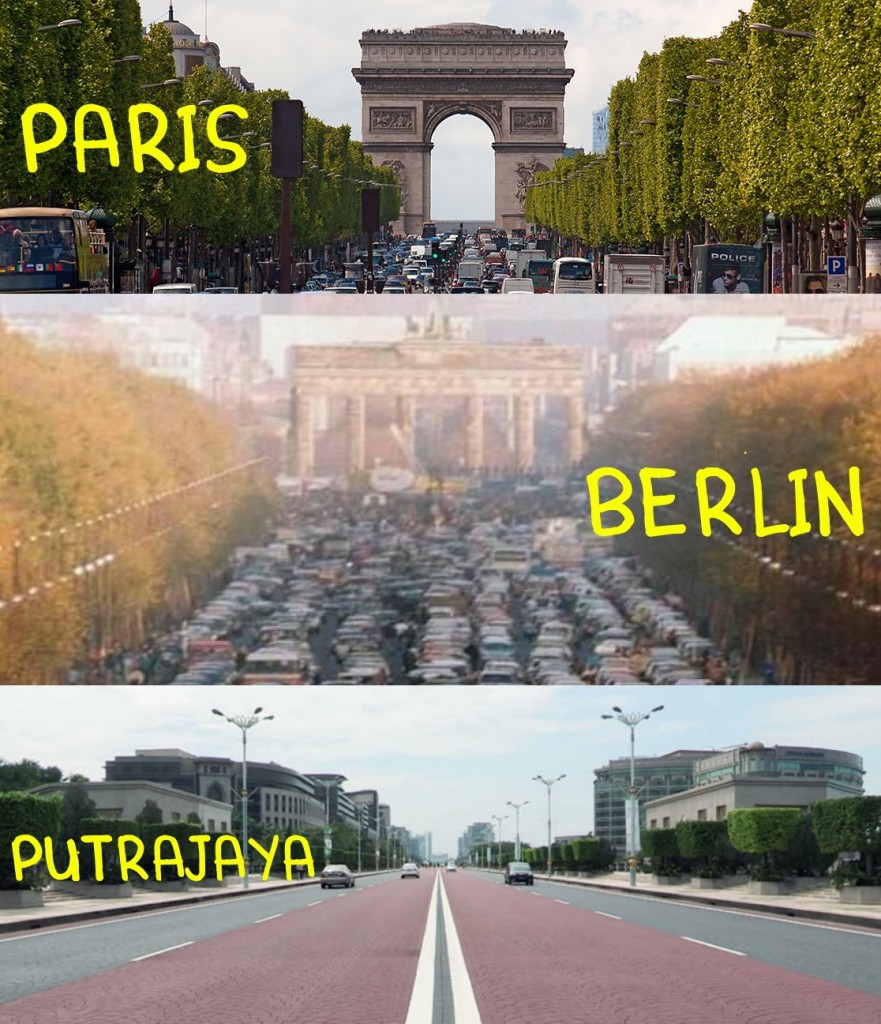 Spot the difference~ Top: Champs-Élysées Middle: Str. des 17. Juni Bottom: Persiaran Perdana aka Putrajaya Boulevard