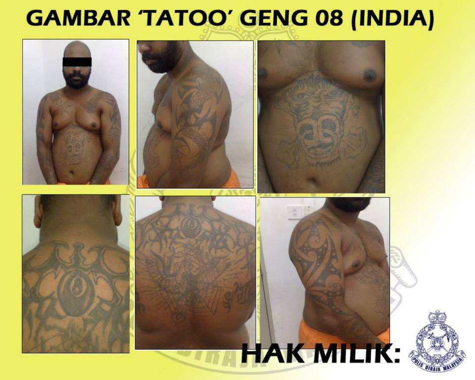 An example of gang tattoos. Click img from Zetto Standley's Facebook to see more close up photos of gang tattoos