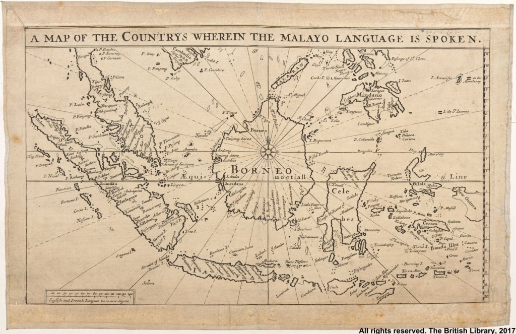 The British Library has a map showing how widely used Malay was. Image from eresources