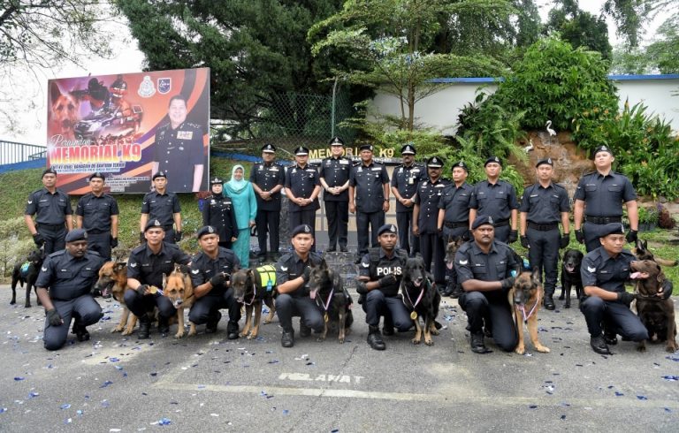 Police dogs and their handlers. Image from Berita Harian