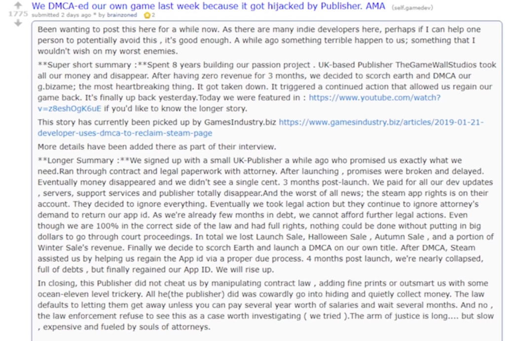 The Reddit AMA (Ask Me Anything) post that started it all. Screenshot taken from Reddit before the post got deleted. 