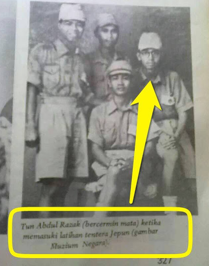 Tun Abdul Razak wearing a Japanese uniform when he joined the Japanese army. Image from maemahi.blogspot.com