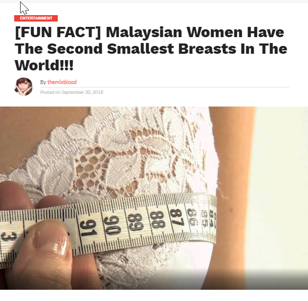 M'sian Women Have World's Second Smallest Boobs