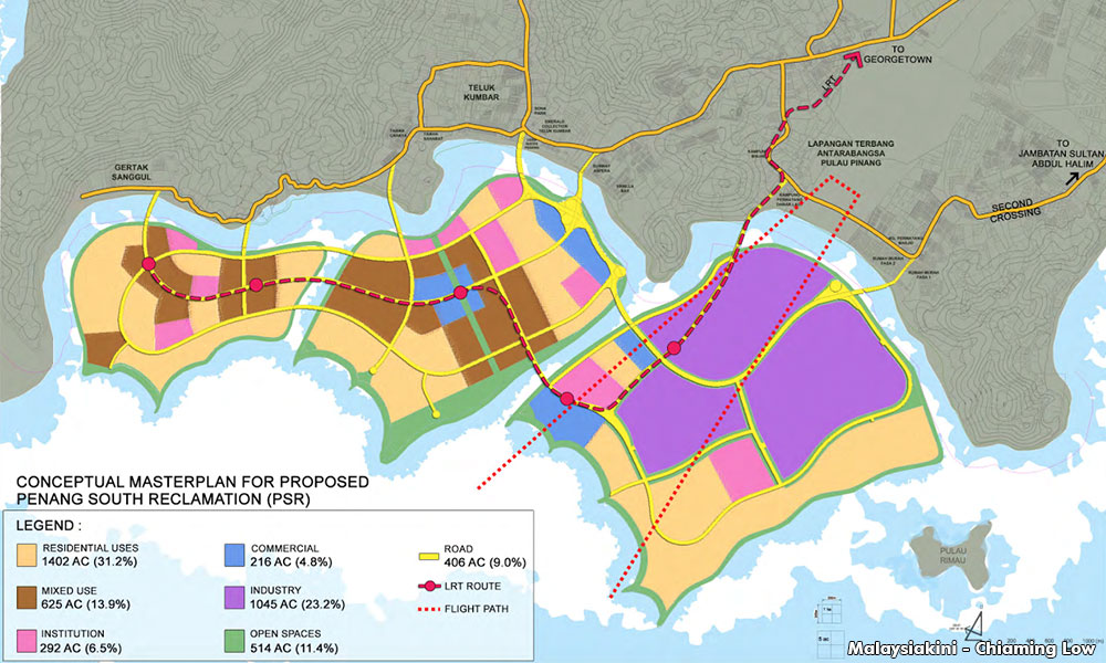 The Penang South Reclamation masterplan. Image from Malaysiakini