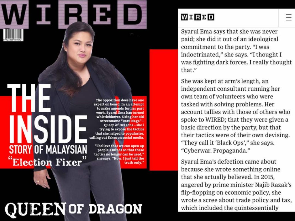 Image from Ratu Naga's twitter. Not sure if real article, but yes she was covered in WIRED