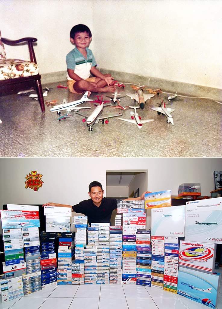 KS Ong and his model plane collection, from 6 years old to 'now'. Img contributed by KS Ong.